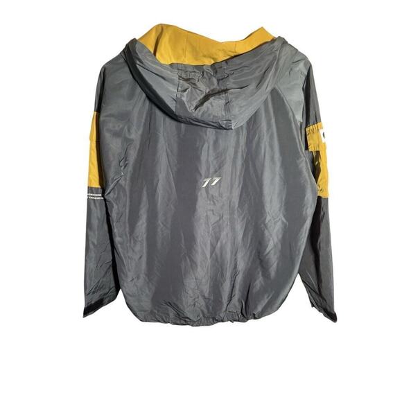 Once Again Grey Yellow Pullover Front Pocket Jacket Streetwear Hooded One Size - Picture 8 of 9